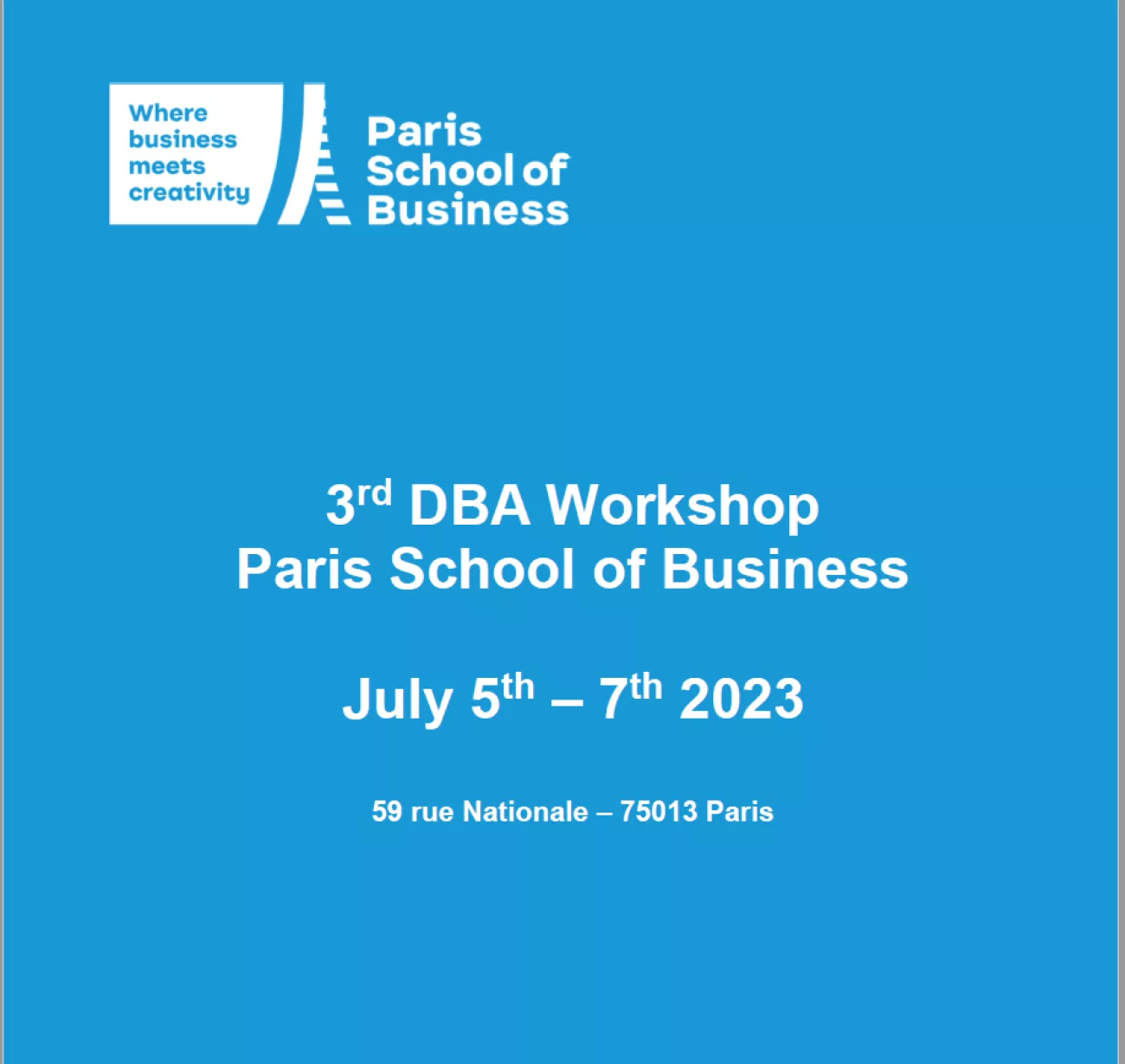 3rd DBA Workshop 3rd DBA Workshop