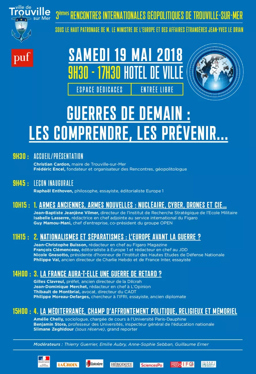 Manuel Valls, Philippe Val, Raphaël Enthoven aux 3èmes rencontres internationales géopolitiques.