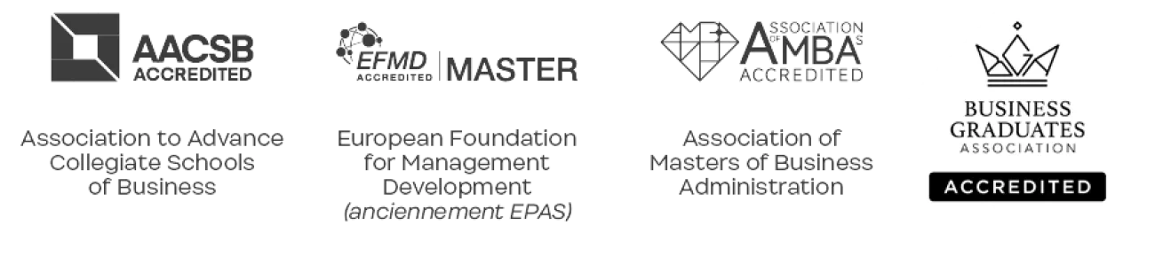 Les deux premières sont attachées à l’ensemble de l’école et de ses programmes : il s’agit d’AACSB et du BGA ;   Les deux suivantes sont attachées à des programmes particuliers :   Le PGE, ou Programme Grande Ecole, labellisé par l’EFMD Accredited Master et par AMBA ; Le MBA, ou Master of Business Administration, labellisé par AMBA. Paris School of Business est fière de posséder 3 des plus prestigieux labels internationaux AACSB, AMBA et EFMD.  L’EFMD renouvelle son accréditation pour le Programme Grande Ec