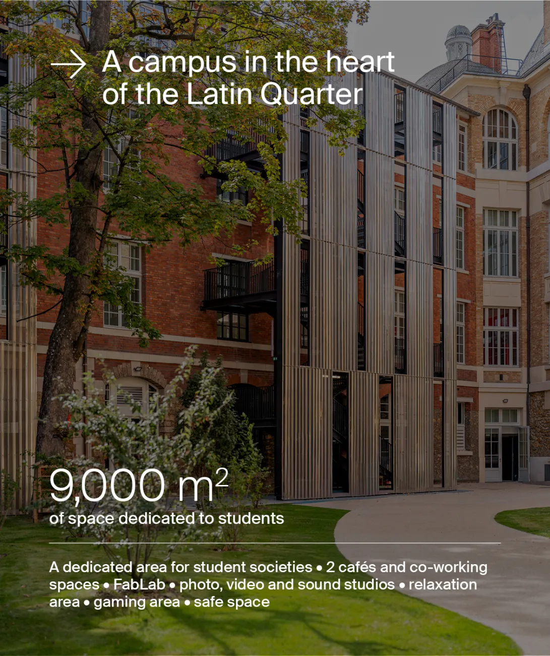 A campus in the heart of the latin quarter